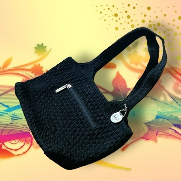 The Sak Black Crochet Women’s Shoulder Bohemian Handbag 12”x11" - Picture 8 of 13